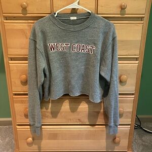 Brandy Melville Gray Cropped "West Coast" Sweater
